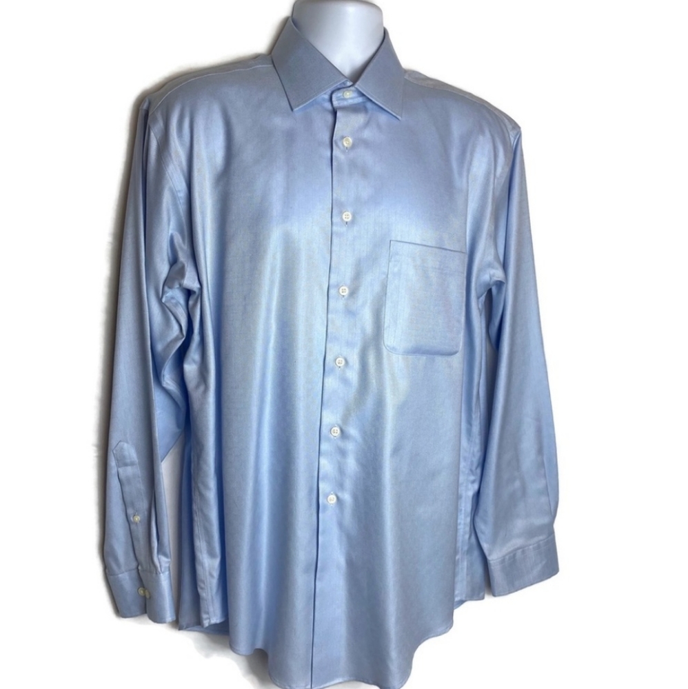💙 Pronto Uomo Blue Button down Dress Shirt 1…